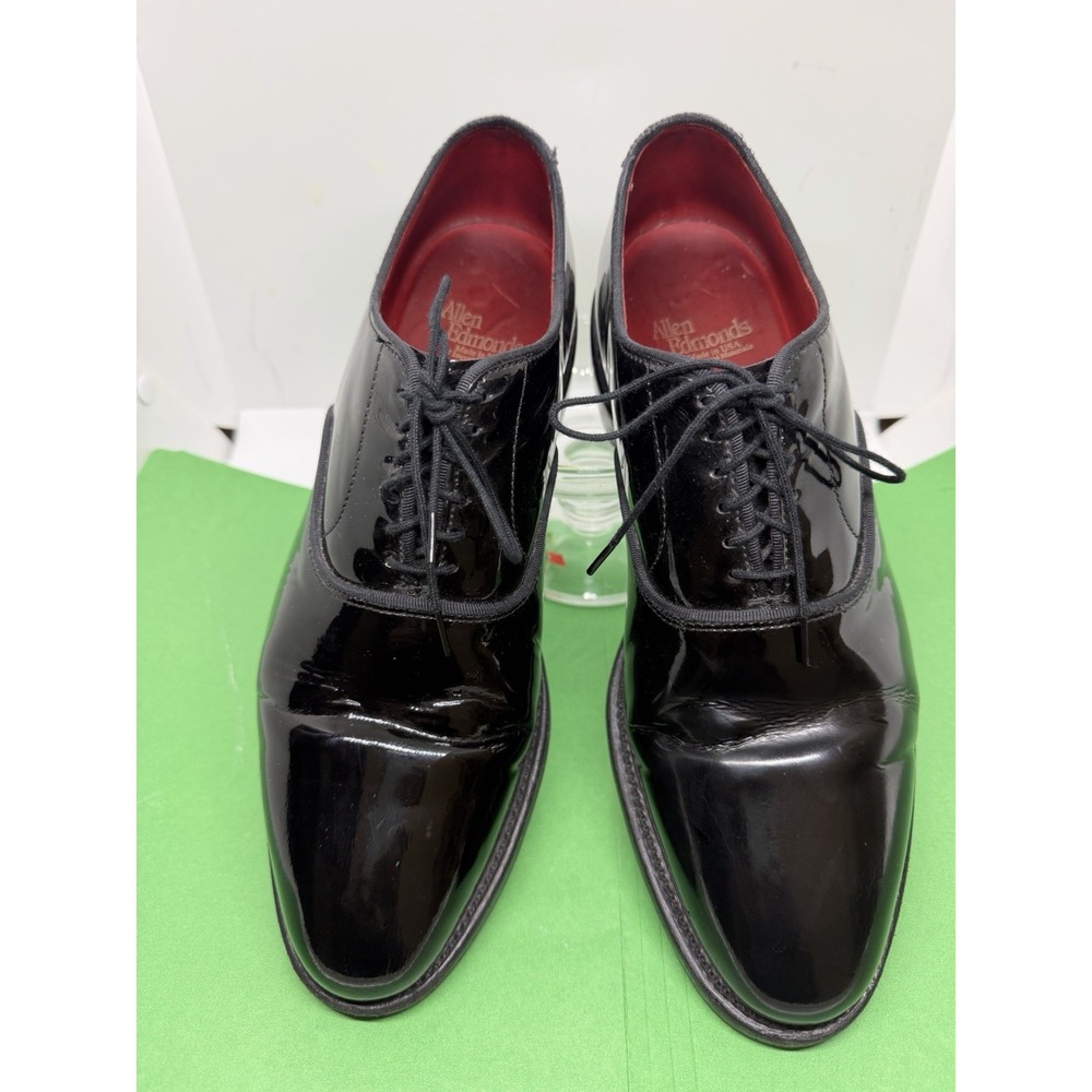 Allen Edmonds Spencer Black Men US 8 D Patent Leather Derby Tuxedo Shoes